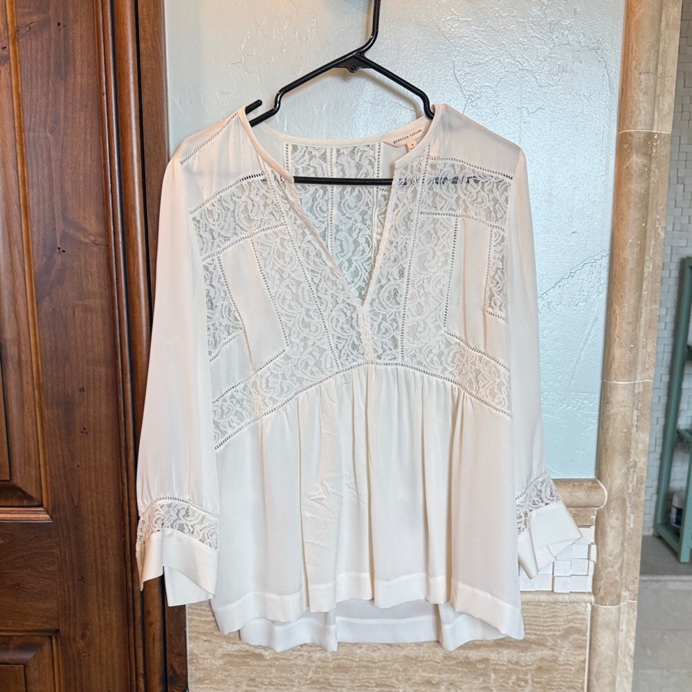 Rebecca Taylor Cream Lace Blouse
